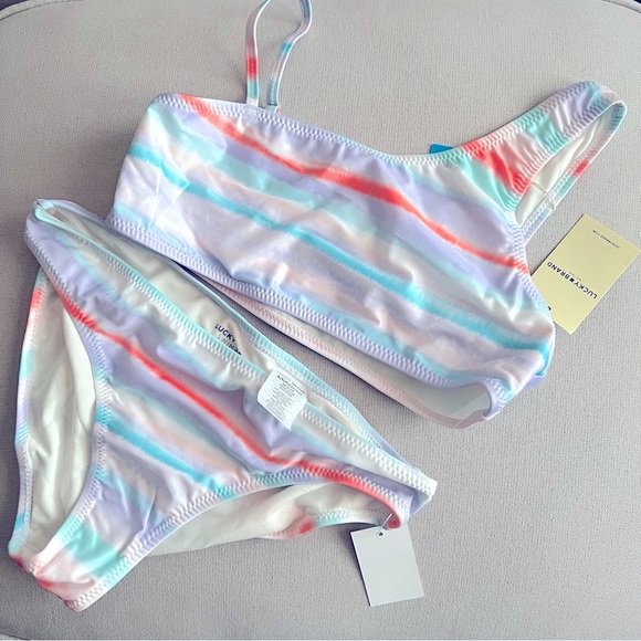 Lucky Brand 2-Piece Bikini Set Blue Tint, Size L (12/14) New w/Tag - Picture 4 of 9